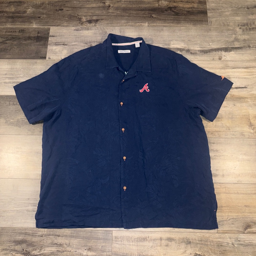 Tommy Bahama‎ Atlanta Braves Silk Camp Shirt XXXL MLB Hawaiian Button Up